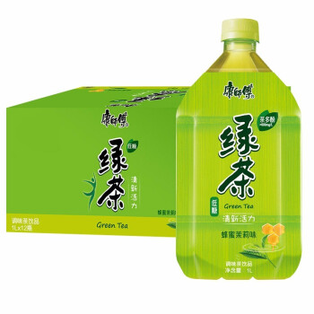 康师傅 蜂蜜绿茶1L/瓶 清爽解渴 蜂蜜味绿茶饮料 大瓶装 实惠装 家里常备饮料 1L*2瓶