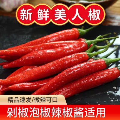 农家现摘5斤美人椒新鲜红辣椒微辣辣椒海花红二荆条泡椒剁辣椒酱