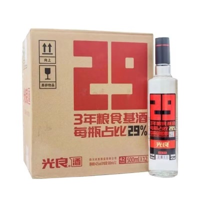 光良白酒29 42度浓香型纯粮食白酒500ml*12瓶整箱 包邮