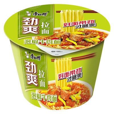 康师傅方便面12桶劲爽拉面经典泡面泡椒红烧香辣牛肉整箱桶装批发