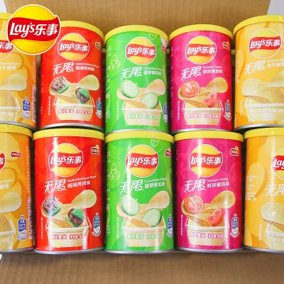 Lay’s/乐事无限薯片罐装40g原味烧烤番茄黄瓜味休闲膨化薯片零食