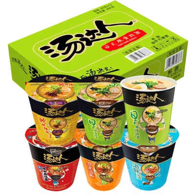 统一茄皇番茄鸡蛋牛肉桶装 汤达人日式豚骨杯面方便速食泡面批发
