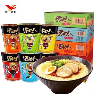统一汤达人杯面方便面日式酸辣豚骨海鲜拉面老母鸡汤泡面免煮速食