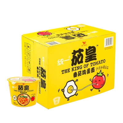 统一茄皇番茄鸡蛋牛肉桶装 汤达人日式豚骨杯面方便速食泡面批发