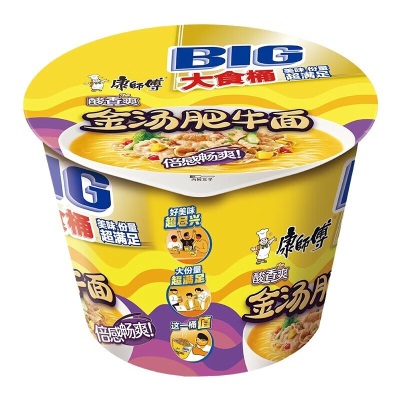 康师傅方便面BIG大食桶装红烧香辣藤椒牛肉面大桶面 泡面速食汤面