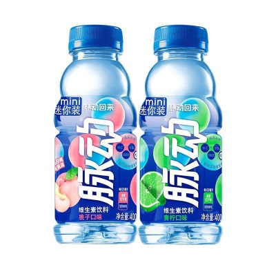 脉动400ML*2瓶 青柠味桃子口味维生素饮料出行做运动低糖饮料群木