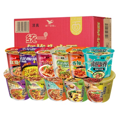 清真食品统一方便面整箱装12桶牛肉面桶面多口味组合速食泡面批发