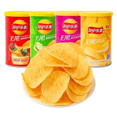 Lay’s/乐事无限薯片罐装40g原味烧烤番茄黄瓜味休闲膨化薯片零食