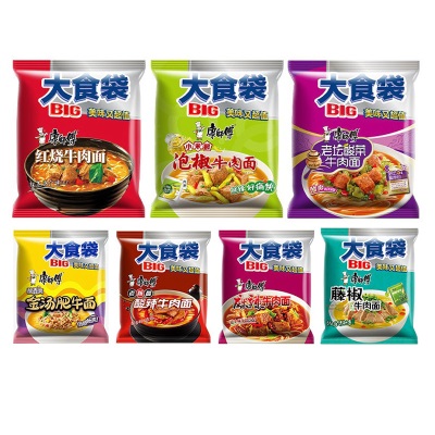 康师傅大食袋红烧牛肉整箱24袋酸菜麻辣方便面速食夜宵批发汤面