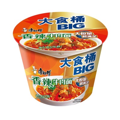 康师傅方便面BIG大食桶装红烧香辣藤椒牛肉面大桶面 泡面速食汤面