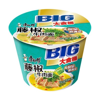 康师傅方便面BIG大食桶装红烧香辣藤椒牛肉面大桶面 泡面速食汤面