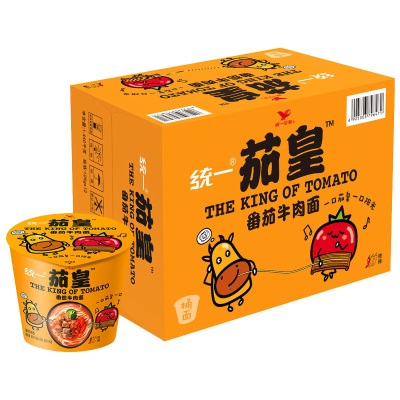 统一茄皇番茄鸡蛋牛肉桶装 汤达人日式豚骨杯面方便速食泡面批发
