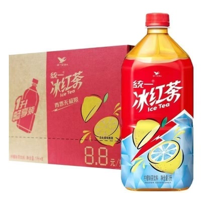 统一冰红茶1L柠檬味茶饮料调味茶饮品大瓶分享装清凉解腻即饮