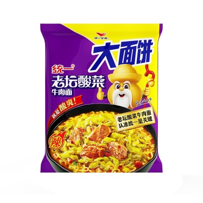 统一方便面大面饼整箱袋装红烧老坛酸菜香辣速食夜宵牛肉面24整箱