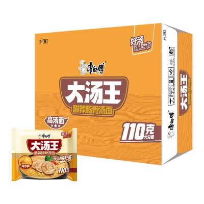 康师傅大食袋红烧牛肉整箱24袋酸菜麻辣方便面速食夜宵批发汤面