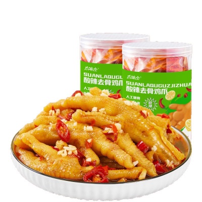柠檬酸辣无骨鸡爪2斤罐装代发酸辣泡椒蒜香无骨鸡爪冷冻整箱批发