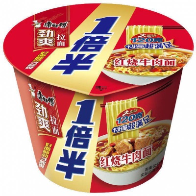 康师傅方便面劲爽拉面一倍半桶面红烧香辣老坛酸菜大面饼整箱