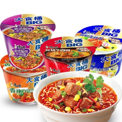 康师傅方便面BIG大食桶装红烧香辣藤椒牛肉面大桶面 泡面速食汤面