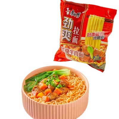 康师傅方便面整箱装批发泡面袋装劲爽红烧牛肉面速食品旗舰店