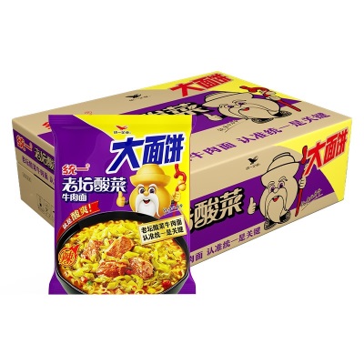 统一方便面大面饼整箱袋装红烧老坛酸菜香辣速食夜宵牛肉面24整箱